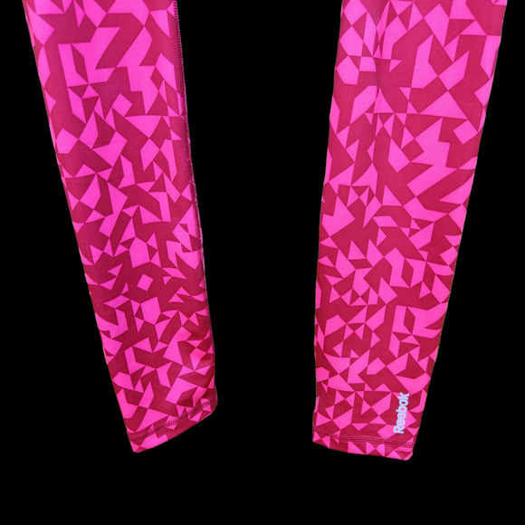 Reebok Geometic Print Pink Burgundy Women's Leggings Size Small Ankle Length - Picture 3 of 12
